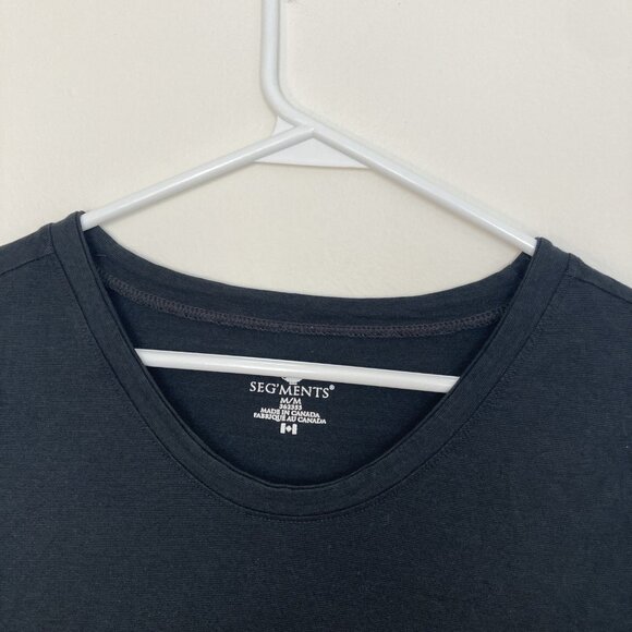 Segments Women’s Merino Wool Blend Shirt Mushroom Sleeves Black Blue Size M - Picture 4 of 6